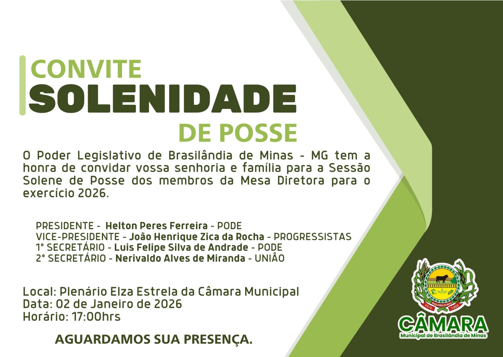 Convite Solenidade de Posse