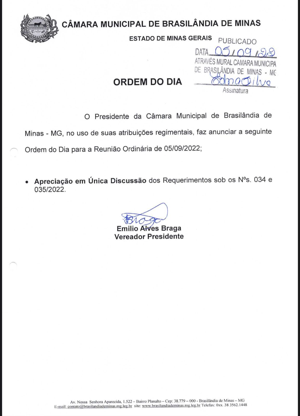 Reunião Ordinária 05/09/2022